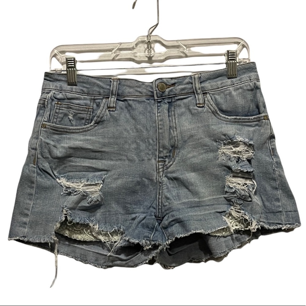 PAPAYA Jean Shorts w/ Lace Underlay Pockets